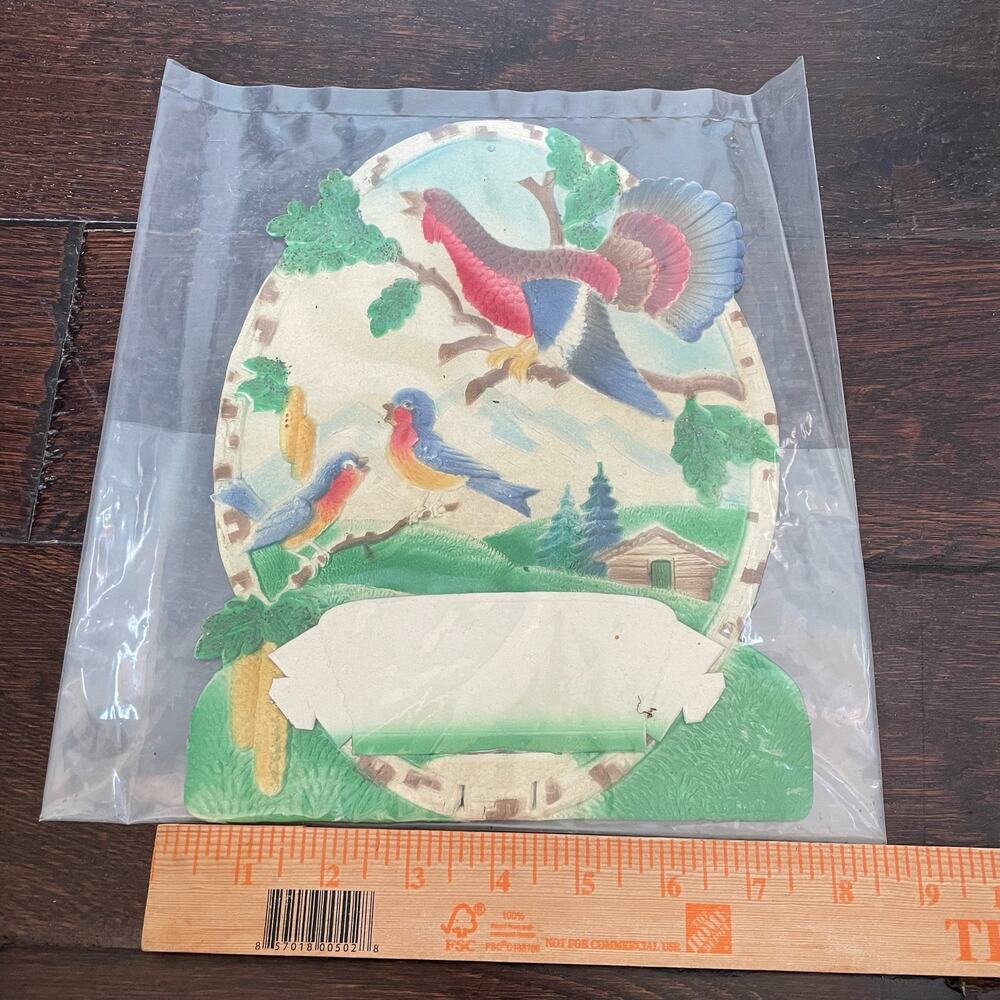 German Die Cut Pulp Embossed Wall Art Vintage 1950s Advertising Collectible READ